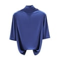 thumbnail image 4 of IYYVV Short Sleeve Shirts for Women Summer Fashion 2025 Turtleneck Shirts Women Casual Solid Loose Comfy Going Out Tops Blue M, 4 of 4
