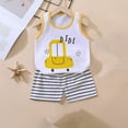 thumbnail image 2 of QTOCIO Toddler Girls Outfits, Kids Girl Clothes, Fashion Boys' Casual Short Sleeve Round Neck Collar Botton Printed Short Pants Sets, Yellow A, 9 Months, 2 of 3