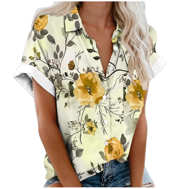 Mujeres Pantalones Cortos Impresos Blusas de Manga Corta Y Top Regular, Vestido de Moda de Verano Casual para Mujeres