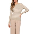 thumbnail image 1 of Suéter Casual INSPIRE CHIC para Mujer, de Cuello Redondo, Rayas, Diseño Hueco, Tendencia Otoño Invierno, Color Beige, 1 of 5
