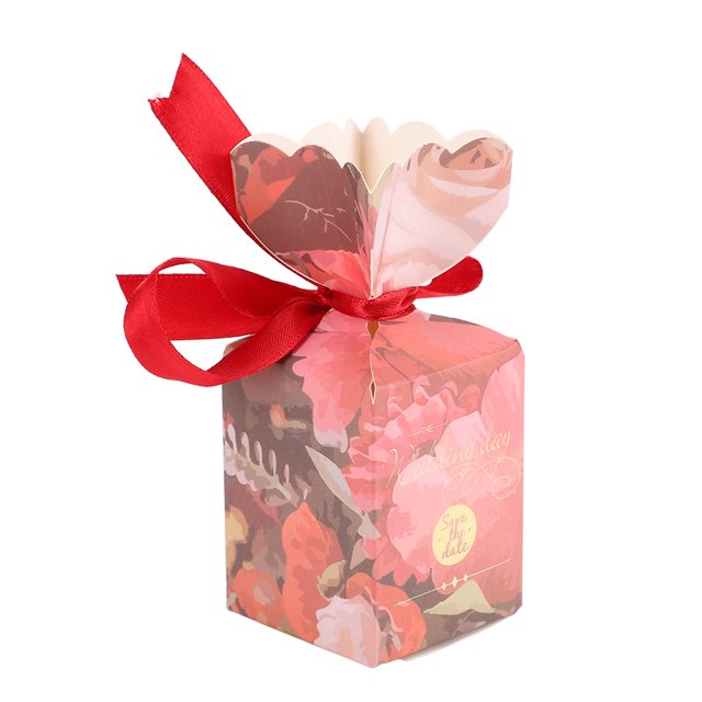 Candy Boxes Party Favors, Party Favor Boxes Safe Eco Friendly Easy To Assemble Paper Material Floral Pattern 50 Set For Birthday Parties Red HM2251303