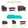 thumbnail image 4 of HOYOA 4PCS Patio Rattan Conversation Furniture Set Outdoor Brown/TurquoiseGreen Cushion, 4 of 6
