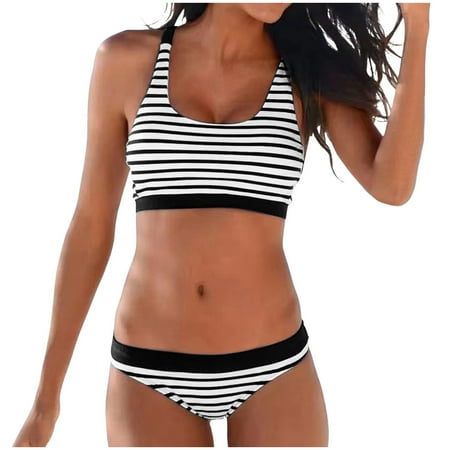 Rrunsv Women Halter Black Bikini Set Sexy Thong Bottoms Cheeky Two Piece Swimsuits High Waist Bathing Suit Women s Swimwear Black 2XL