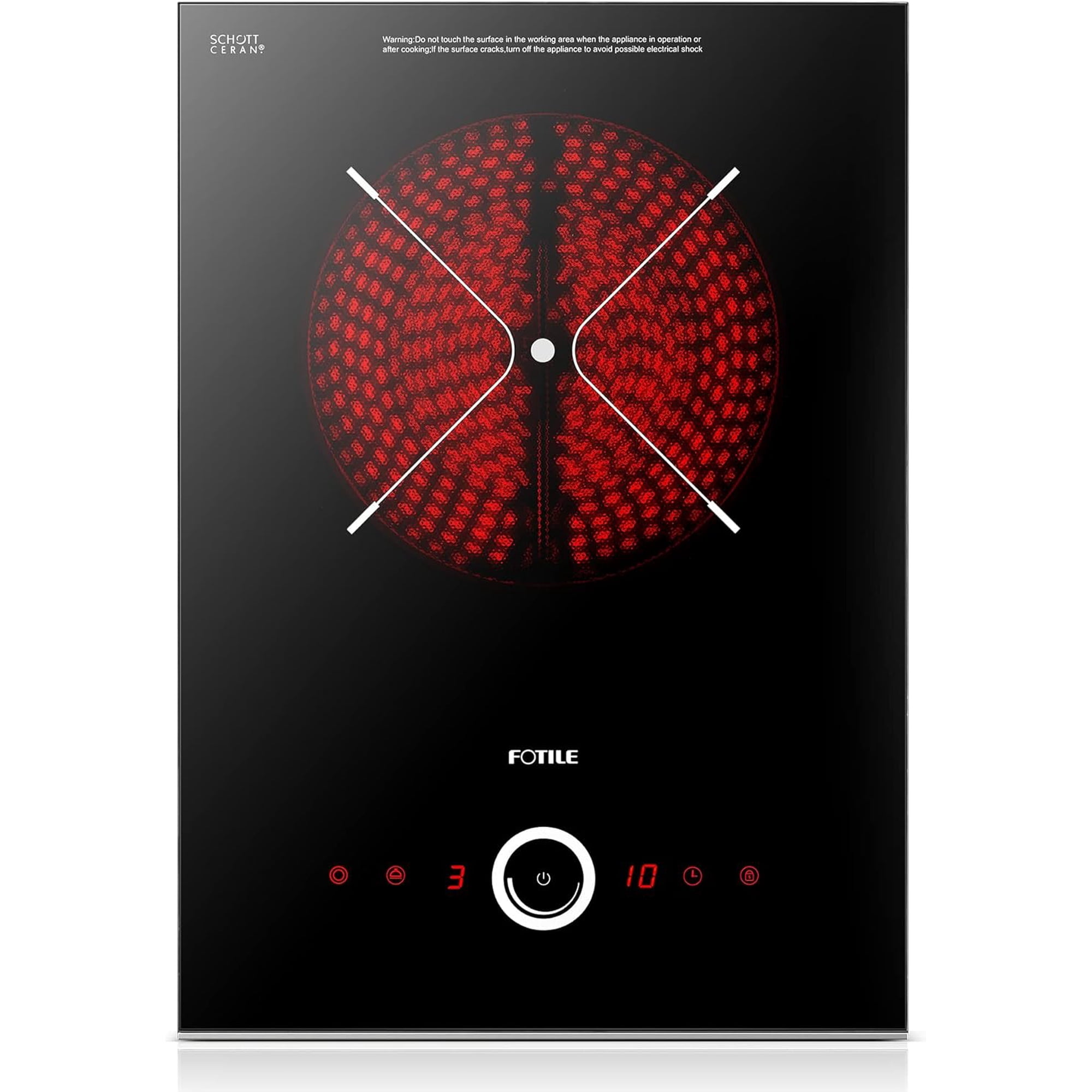 FOTILE 12 Inch Electrical Cooktop with 2400W Output Power and 9 Power Levels