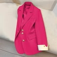 thumbnail image 2 of Womens Blazer Business Office Jacket Casual Slim Fitting Notched Lapel Open Front Long Long Sleeve Work Button Down Cardigan Hot Pink XL, 2 of 4