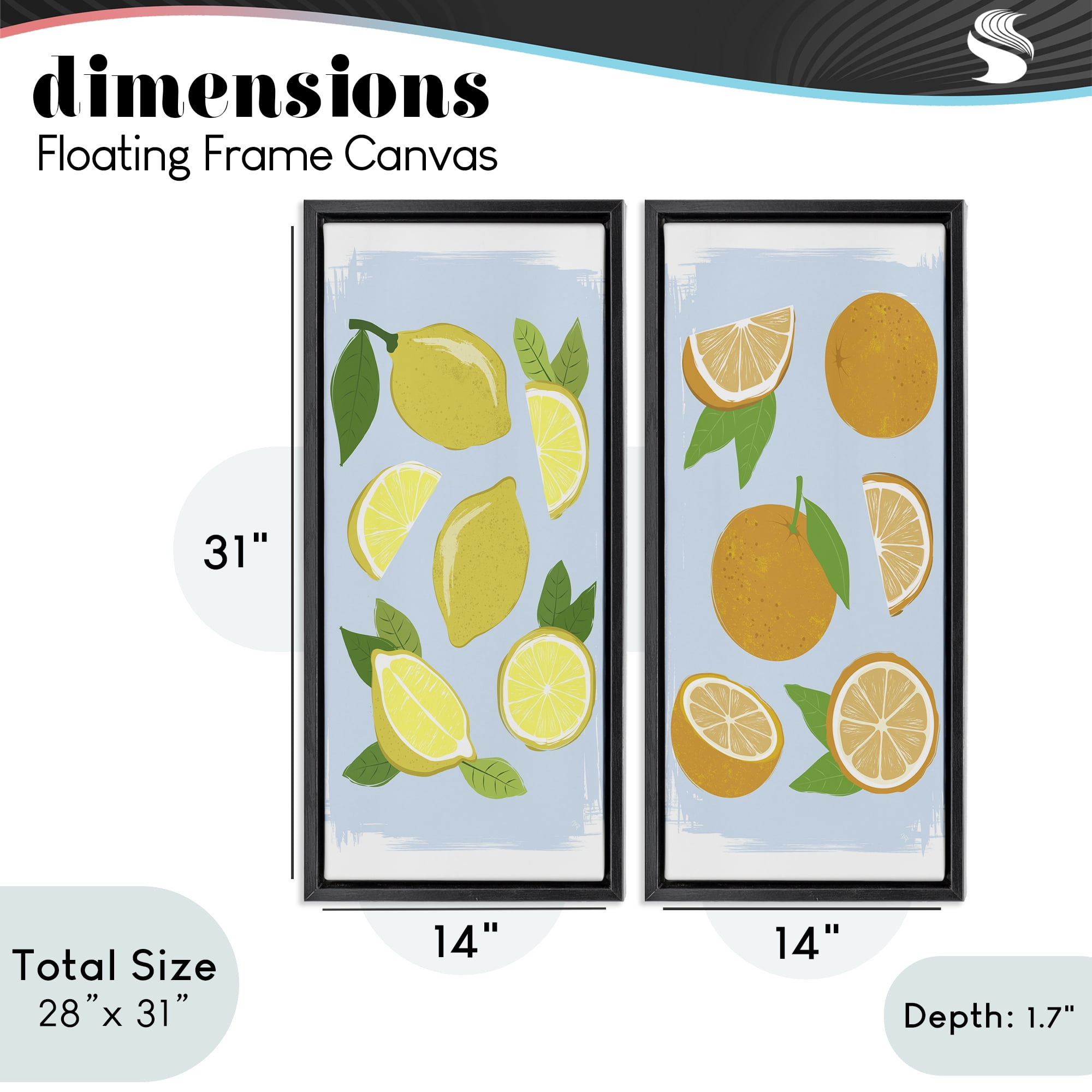 Stupell Industries Pastel Summer Citrus Fruits 2 Piece Black Framed Floater Canvas Set, design by Martina Pavlova