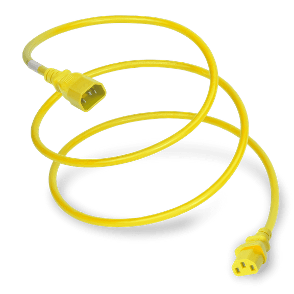 World Cord Sets 9 Feet Yellow Heavy Duty IEC320 C14/C13 15 Amp Extension Cables
