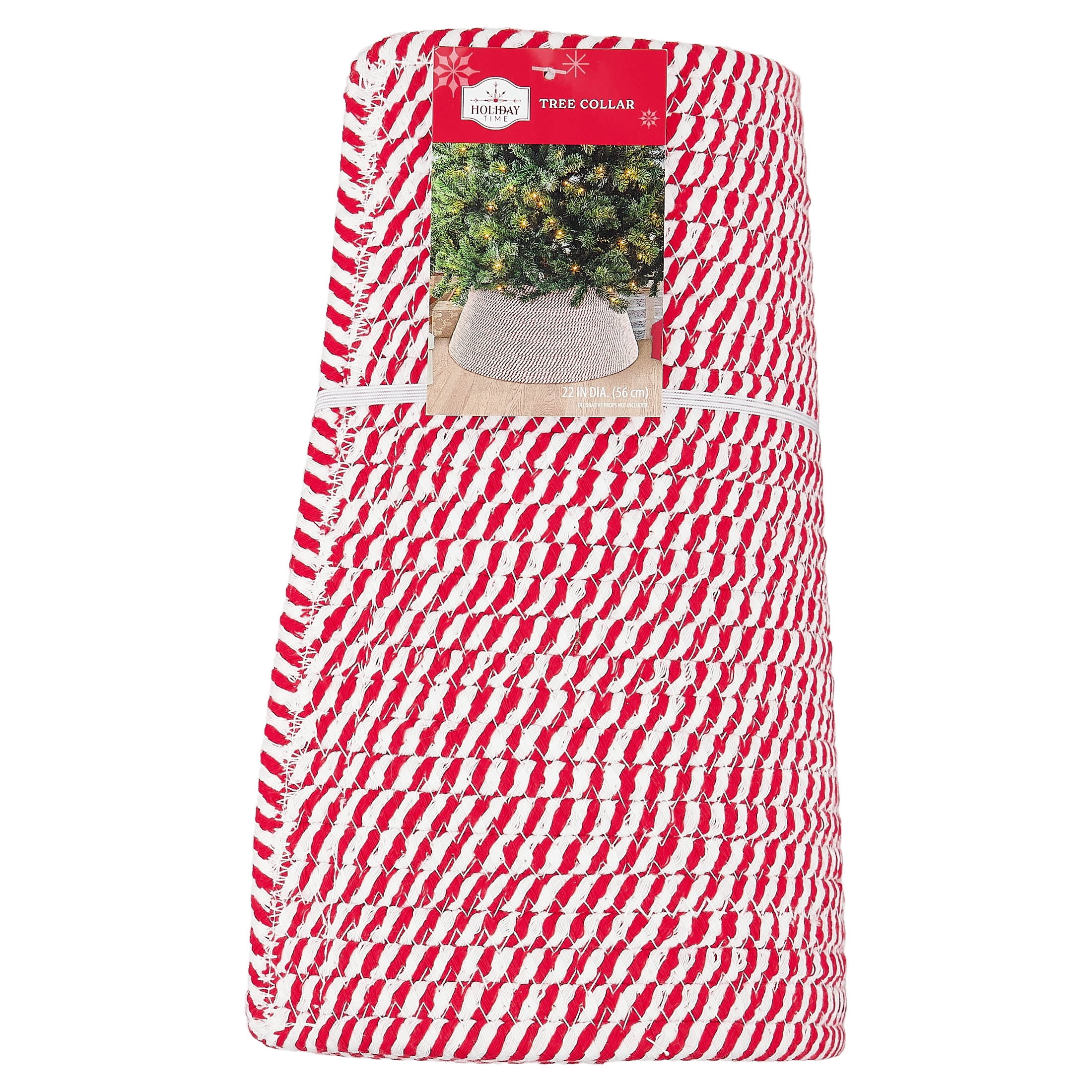 Rope Christmas Tree Collar, Red and White, 22", by Holiday Time