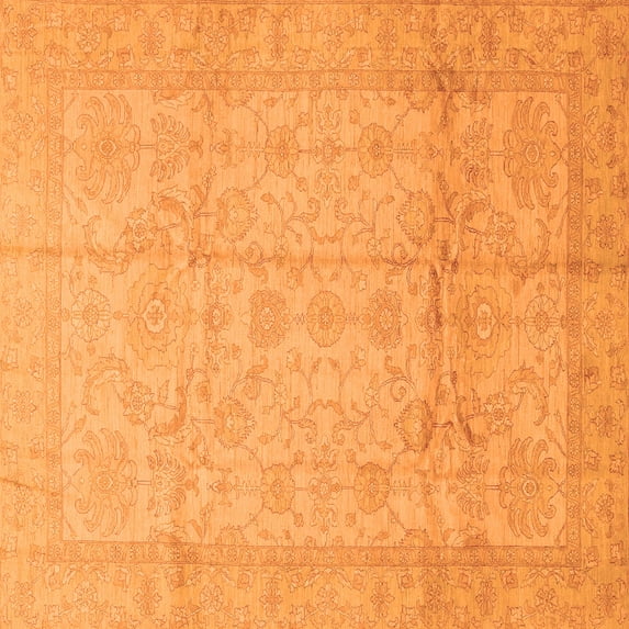 Ahgly Company Indoor Square Oriental Orange Traditional Area Rugs, 6' Square