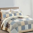 thumbnail image 4 of Comforter Set Queen Size  3-Piece Coverlet Set for Night Sleep  Bedding Quilt with Green Yellow Blue Plaid Striped Real Patchwork, 4 of 4
