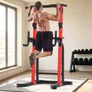 ZENOVA Power Tower Squat Rack Dip Bench Strength Training Equipment for Home Gym