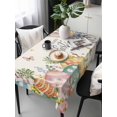 thumbnail image 6 of Happy Easter Table Cloth, Waterproof Tablecloth for Rectangle Tables, Spring Bunny Easter Eggs Floral Beige Burlap Reusable Washable Fabric Table Cover for Restaurant Kitchen Dining Tables 60"x120", 6 of 9