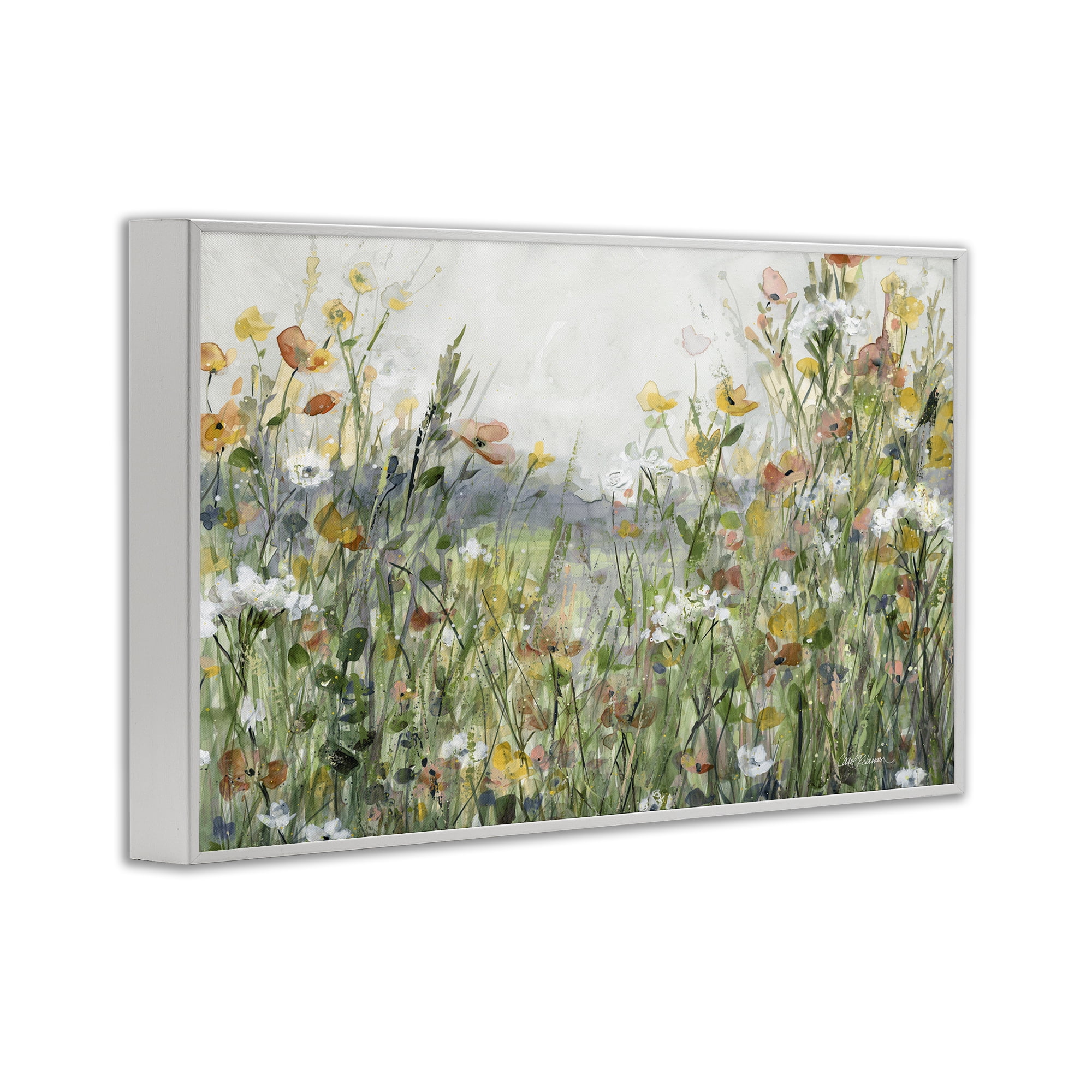 Stupell Industries Quiet Natural Meadow Landscape Painting White Framed Art Print Wall Art, 18 x 12