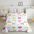 thumbnail image 3 of Manfei Cute Ribbon Bedding Full Comforter Set, Kawaii Princess Bowknot Comforter Sets Full Size, Polka Dots Reversible Comforters & Duvets, Super Cozy Room Decor, 3 Pieces, 3 of 9
