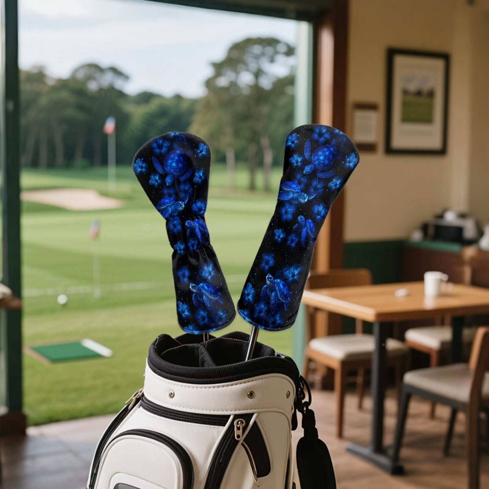 Uorisanigo Blue Turtle Golf Club Driver/Fairway Wood/Hybrid Head Cover 1 3 5 UT Cover - PU Leather Golf Accessories for Women Men - Double-Layer Elastic Band, Wrinkle-Resistant