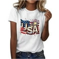 thumbnail image 2 of Cavosen Independence Day T Shirt Women Plus Size Red White and Blue Short Sleeve Round Neck T Shirts American Flag Graphic Tops Lady 3X Patriotic Casual T Shirts Independence Day Tunic Tees, 2 of 5