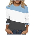 thumbnail image 3 of 2 Pack ylioge Womens Plus Size T Shirts S-5X 3/4 Sleeve Crewneck Tees Tops Ladies Casual Color Block Pullover Breathable Basic Loungewear Work Tshirts Shirt, 3 of 6
