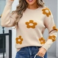 thumbnail image 2 of Nmnitkp Sweaters for Women Soft and Comfortable Women Long Sleeve Large Round-Neck Button Down Sweater Striped/Solid Color/Flowers Ribbed Loose Knit Sweater Casual Relaxed Fit Pullover Jumper, 2 of 7