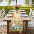 thumbnail image 4 of Table Runners 60 Inches Long Dress Scarves, Sunflowers Trucks Farmhouse Kitchen/Dining Table Runner, Small Coffee Tablerunners, Spring Farmhouse Eucalyptus Orange Plaid 13x60 Inch, 4 of 9