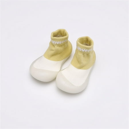 

ZMHEGW Socks Letter Baby Shoes Toddler Walkers Elastic Solid Non-slip First Baby Shoes