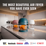 Fritaire, Self-Cleaning Glass Bowl Air Fryer, 5 Qt, 6 One-Touch Functions, BPA/Teflon Free, White
