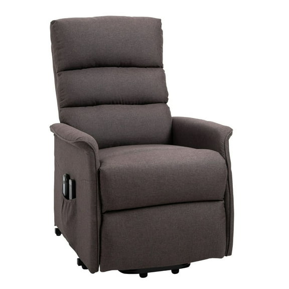 Power Lift Recliner Chair - Linen Recliner with Remote - Brown - Heavy Duty Assist Chair for Elderly & Injury Recovery - 264lbs Capacity