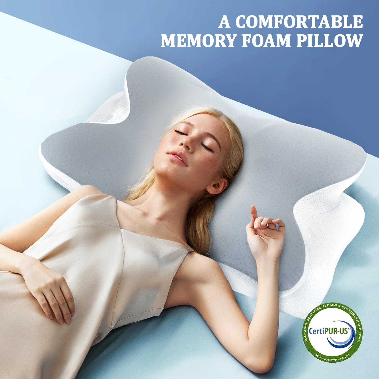 Memory Foam Pillow for Neck Pain Relief Ergonomic Cervical Support with Cooling Foam Pillow for Side Back Stomach Sleepers Standard Firm, Gray