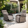 thumbnail image 3 of OPOHORO 59" Outdoor Wicker Swivel Chaise Lounge Set of 2 with Adjustable Backrest and Cushion, Gray Patio Recliner for Poolside or Backyard, 3 of 11