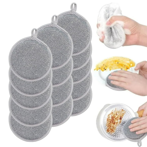 Dvkptbk Cleaning Clothes Sided Dishwashing Sponge Double Sided High Elastic Circular Sponge Wiping Sponge Block for Kitchen Dishwashing 18Pc Cleaning Supplies