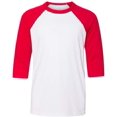 thumbnail image 2 of Bella  Canvas 34-Sleeve Baseball T-Shirt 3200Y, L, WhiteRed, 2 of 3