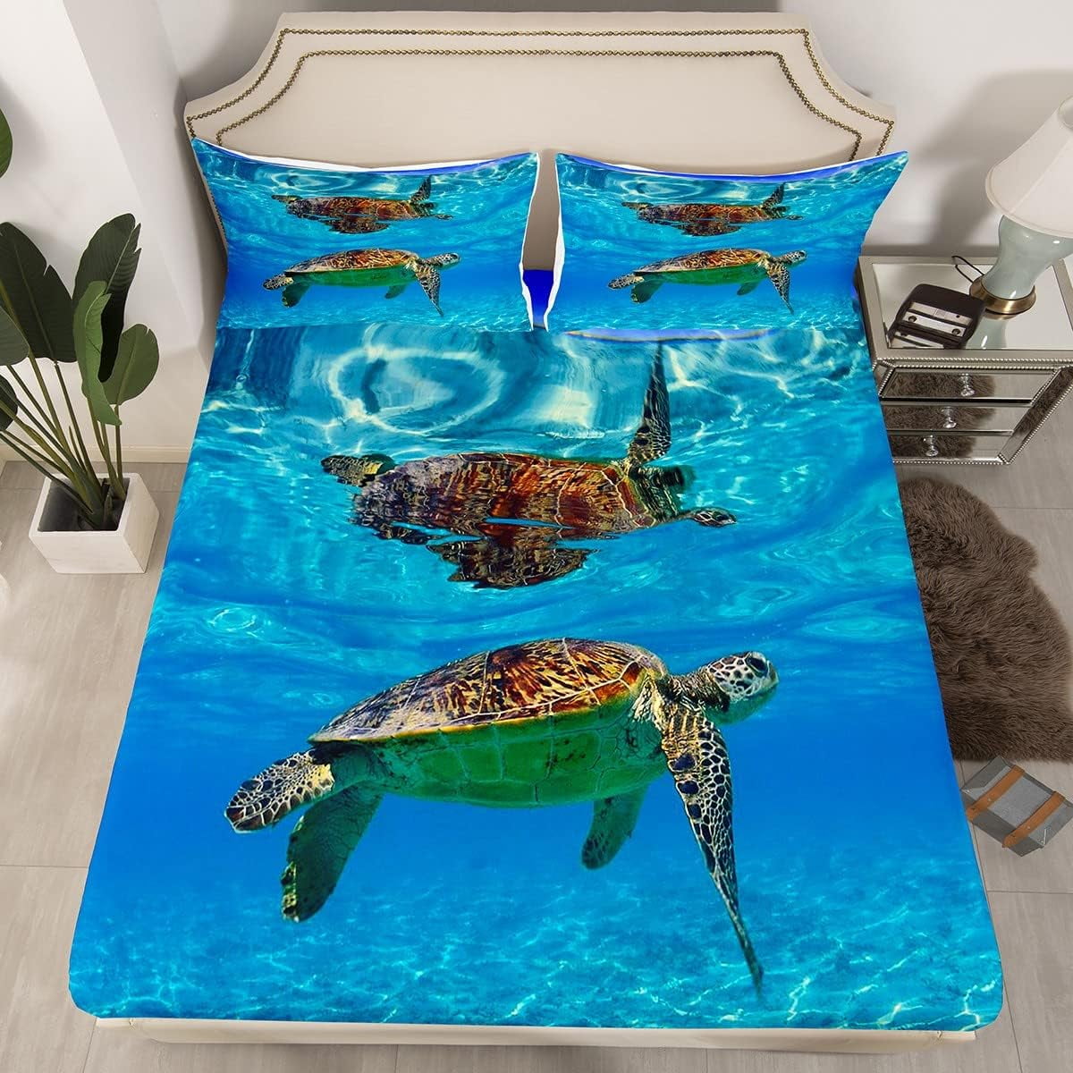 BDUCOK Dolphin Bedding Set - Full Size Comforter With Pillowcases - Ocean Animal Theme For Kids & Adults