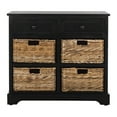 thumbnail image 2 of SAFAVIEH Herman Storage Unit with Wicker Baskets, Distressed Black, for Entryway or Living Room, 2 of 7