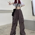 thumbnail image 4 of DuoJiaJ Womens Cargo Pants, Wide Leg Streetwear Utility Casual Brown S, 4 of 4