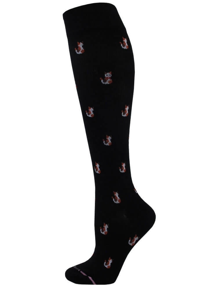 Dr. Motion Womens Cats Knee High Compression Socks (Black)