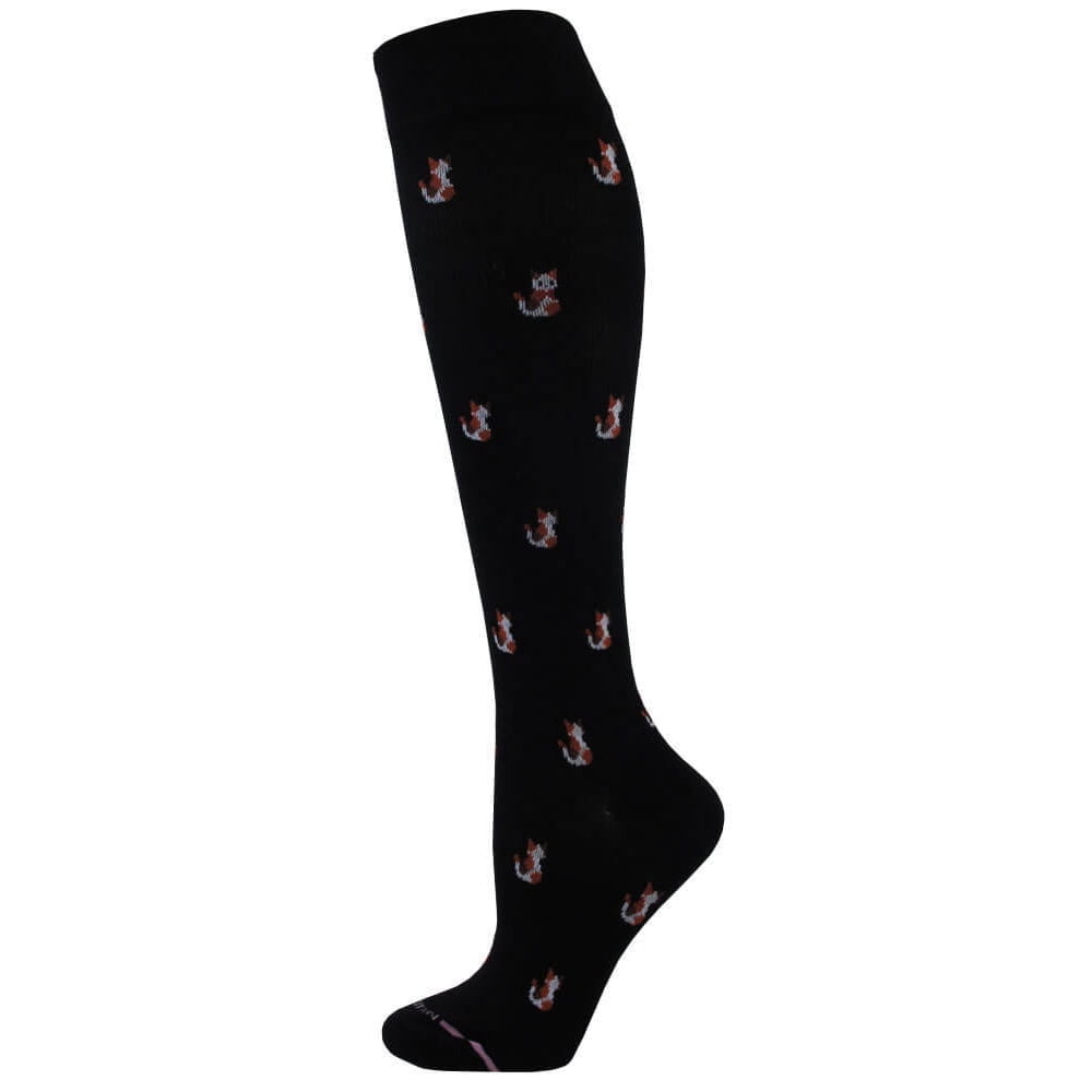 Dr. Motion Dr. Motion Womens Cats Knee High Compression Socks (Black