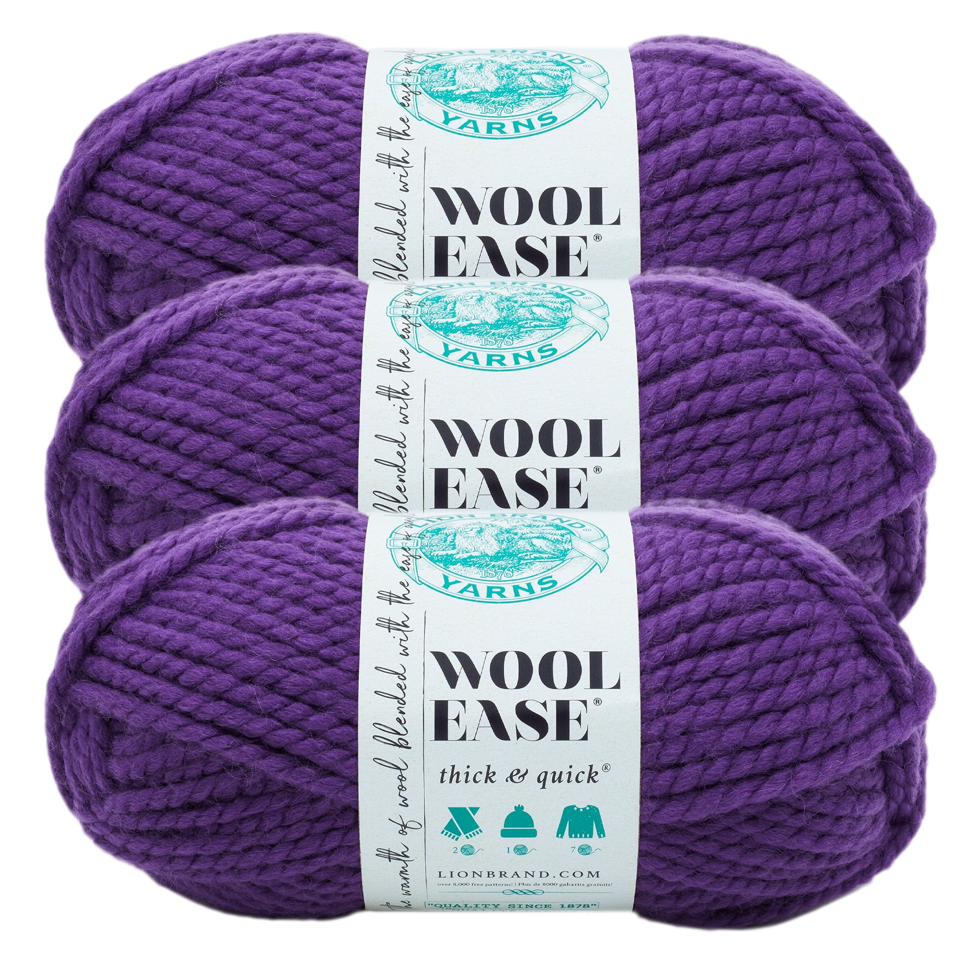 Lion Brand Yarn WoolEase Thick & Quick Iris Wool Blend Super Bulky