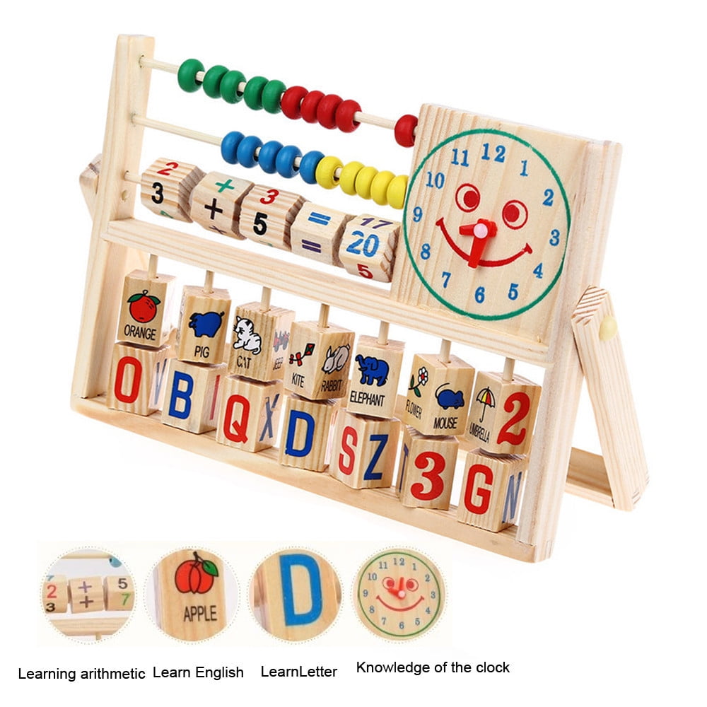 Kids Baby Wooden Early Education Math Developmental Versatile Flap Abacus Toys 