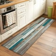 thumbnail image 3 of Turquoise Brown Runner Rug 2x6 FT,Non Slip Hallway Rugs,Vintage Country Ombre Wooden Grain Washable Soft Floor Carpet Throw Runner Carpet Long Rugs for Entryway Kitchen Bedside Sliding Door, 3 of 8