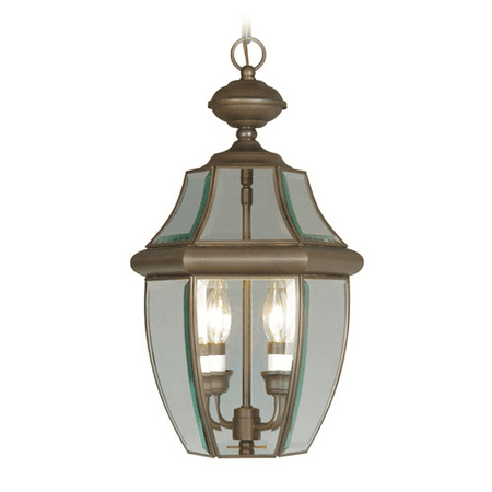 

Outdoor Pendants 2 Light With Clear Beveled Glass Imperial Bronze size 11 in 120 Watts - World of Crystal