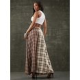thumbnail image 6 of Multicolor Mixed Plaid Button Front Fold Over Skirt Streetwear Maxi Skirt, 6 of 7