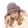 thumbnail image 5 of Women Winter Knit 1920s Vintage Bucket Bowler Hat Round Brim Warm Hat, 5 of 7