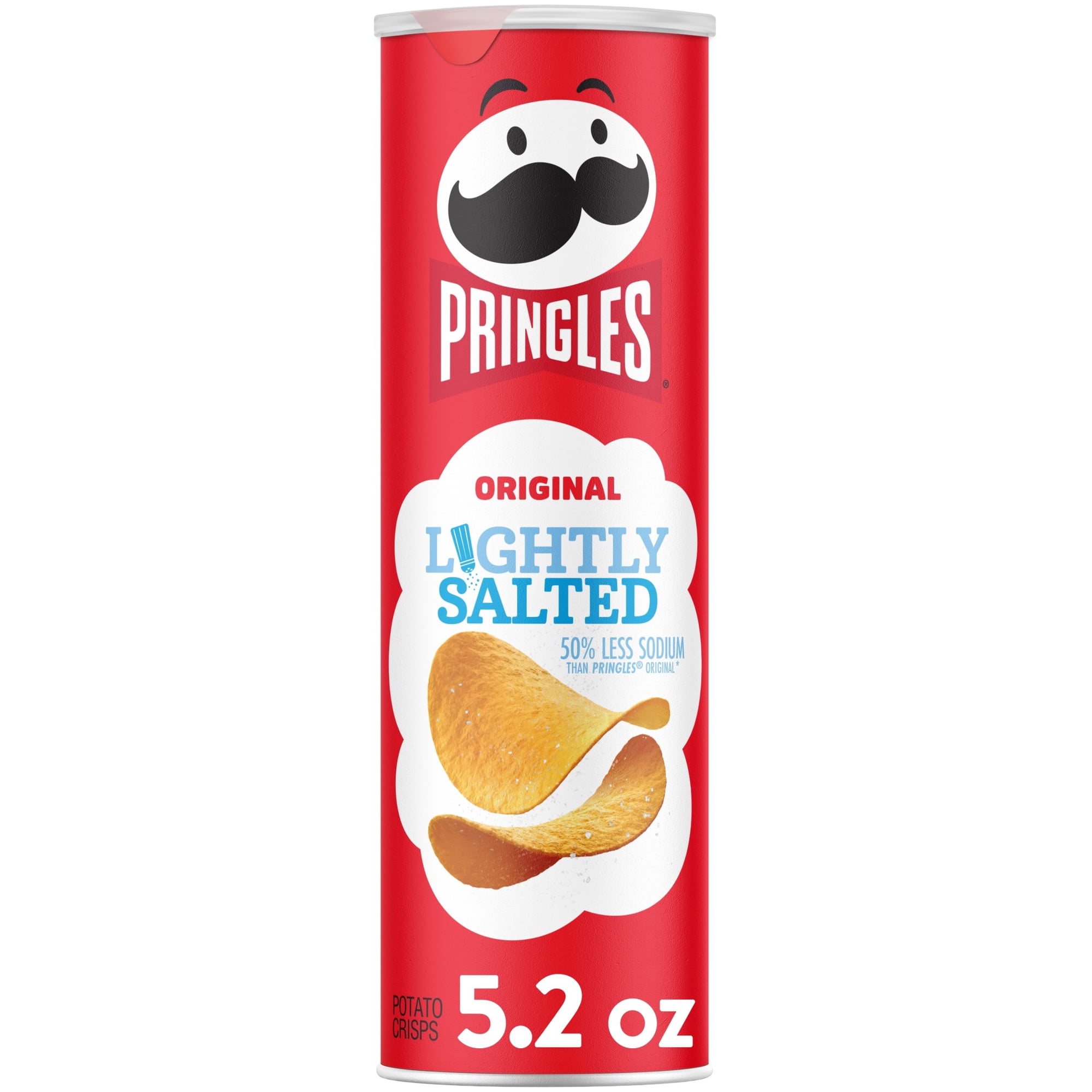 Pringles Lightly Salted Potato Crisps Chips, Lunch Snacks, 5.2 oz Canister
