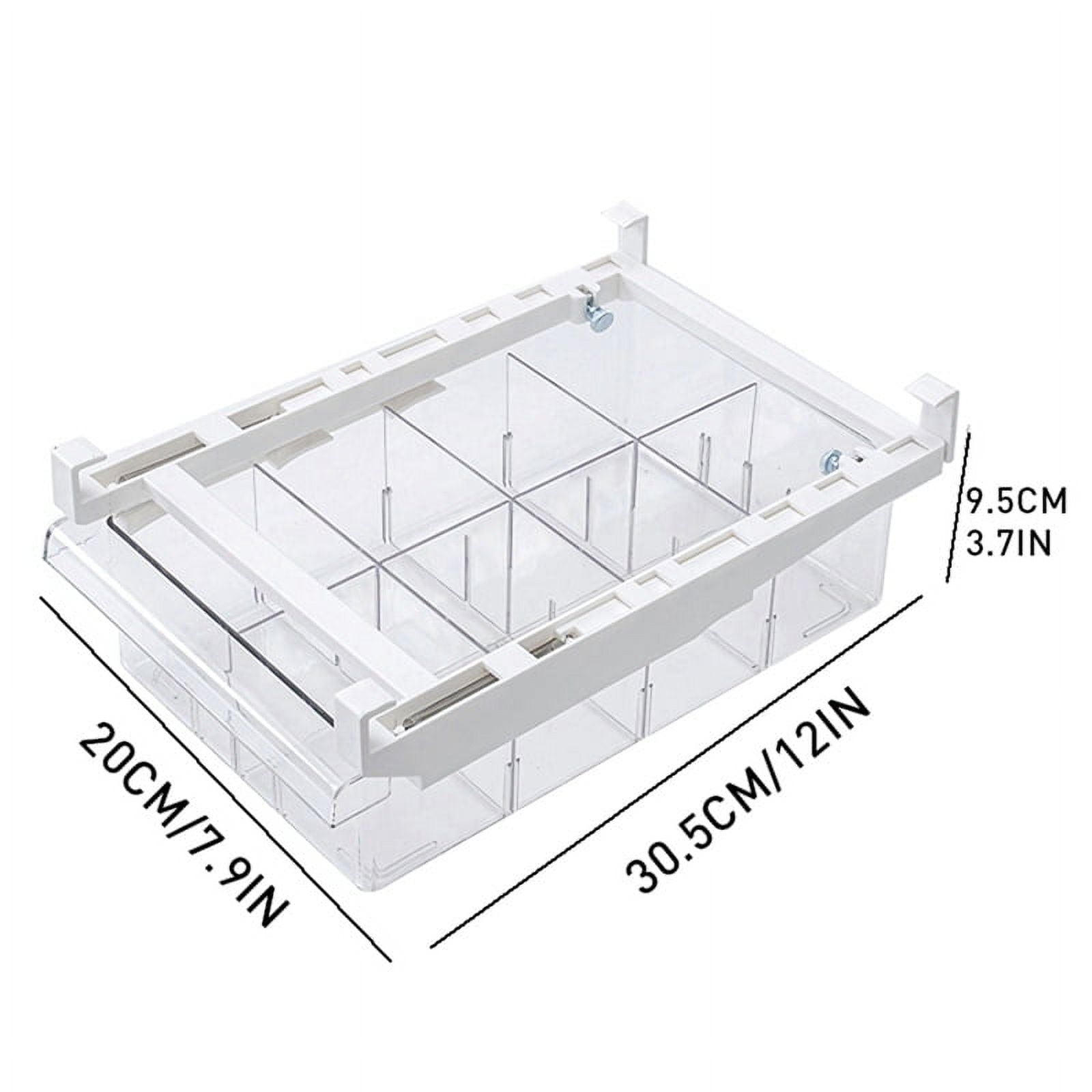 Refrigerator Organizer Bins, Pull-out Fridge Storage Drawer, Freely Pullable Storage Box with Divided Sections Fit for Fridge Shelf Under