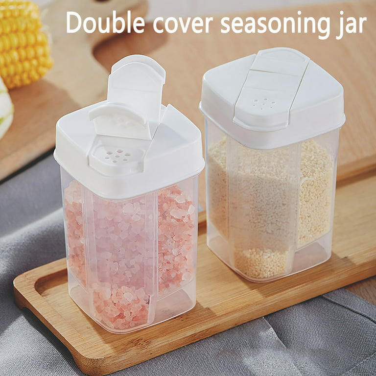 Press-to-Open Plastic Salt and Pepper Shaker, Transparent Spice Dispenser  Seasoning Jar, Travel Spice Containers with Lids, Empty Spice Dispensers  for
