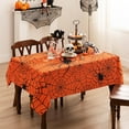 thumbnail image 6 of Halloween Tablecloth Rectangular Orange Spider Web Table Cloths, Spillproof Washable Polyester Tablecover - Perfect for Halloween Party Decorations, 60 x 84 inch, 6 of 6