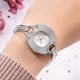 thumbnail image 3 of Elegante reloj de pulsera de cuarzo con correa de aleación delgada y diamantes de imitación para mujer (plata + blanco), 3 of 3