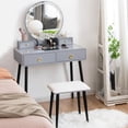 thumbnail image 2 of Giantex Ensemble de Coiffeuse avec Miroir Éclairé à 3 Couleurs à Intensité Réglable, Table de Maquillage pour Femmes et Filles, Gris, 2 of 8