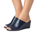 thumbnail image 4 of YDN Women Comfortable Peep Toe Slipper Pumps Slip On Wedge High Heels Backless Sandals Office Causal Slide Shoes Size 6 Navy, 4 of 4