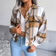 thumbnail image 1 of Women Autumn Plaid Lapel Collar Crop Top Lantern Sleeve Casual Fashion Jacket, 1 of 8