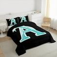 thumbnail image 3 of Manfei Initial A Letter Bedding Comforter Set for Kid, Princess Cyan Bowknot Twin Comforter Sets, Kawaii Cute Cartoon Reversible Bedding Set, Breathable Home Decor, 2pcs, 3 of 8